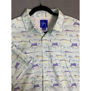 Guy Harvey Ocean Fish AOP Men's M Vented Short Sleeve Fishing Shirt Button Up